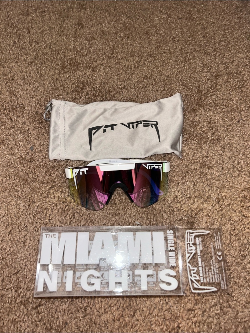 Pit Viper Pink and Green Mirrored Shield Sunglasses
